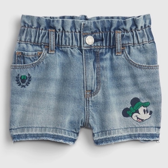 GAP Blue Denim Shorts with Minnie Mouse Embroidery - Picture 1 of 3